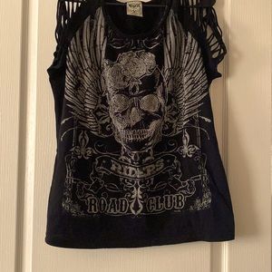 VOCAL SKULL WITH WINGS XL DISTRESSED TEE